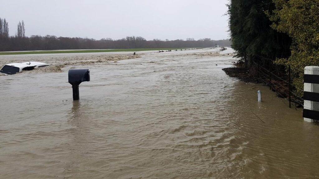 Heavy rain has caused widespread flooding in New Zealand's Canterbury region.