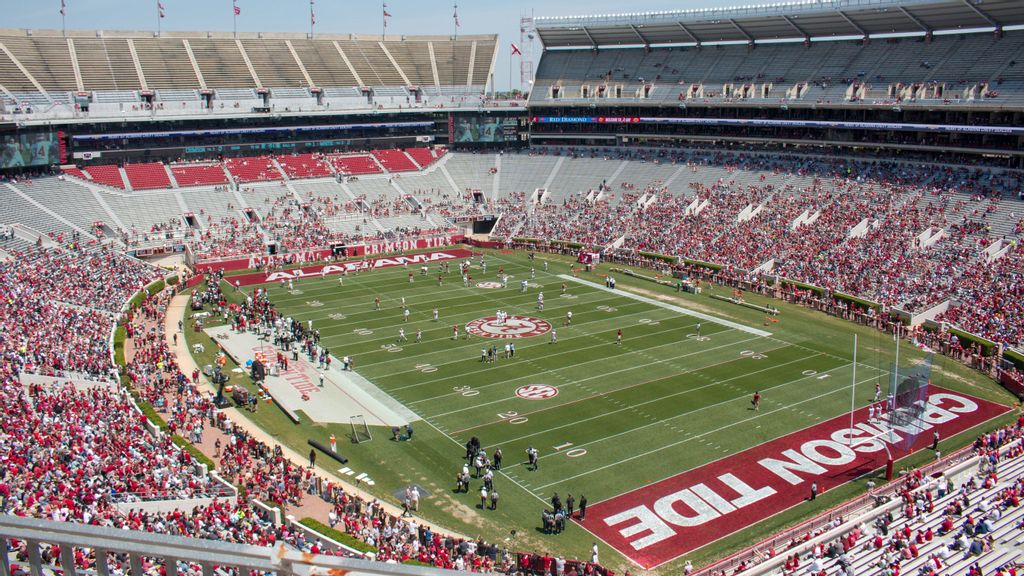 Bryant Denny Stadium, in Tuscaloosa, Alabama, where the University of Alabama's Crimson Tide may be one of the winners from the Supreme Court's landmark ruling that the NCAA can no longer ban player compensation. (Brayden George/Unsplash)